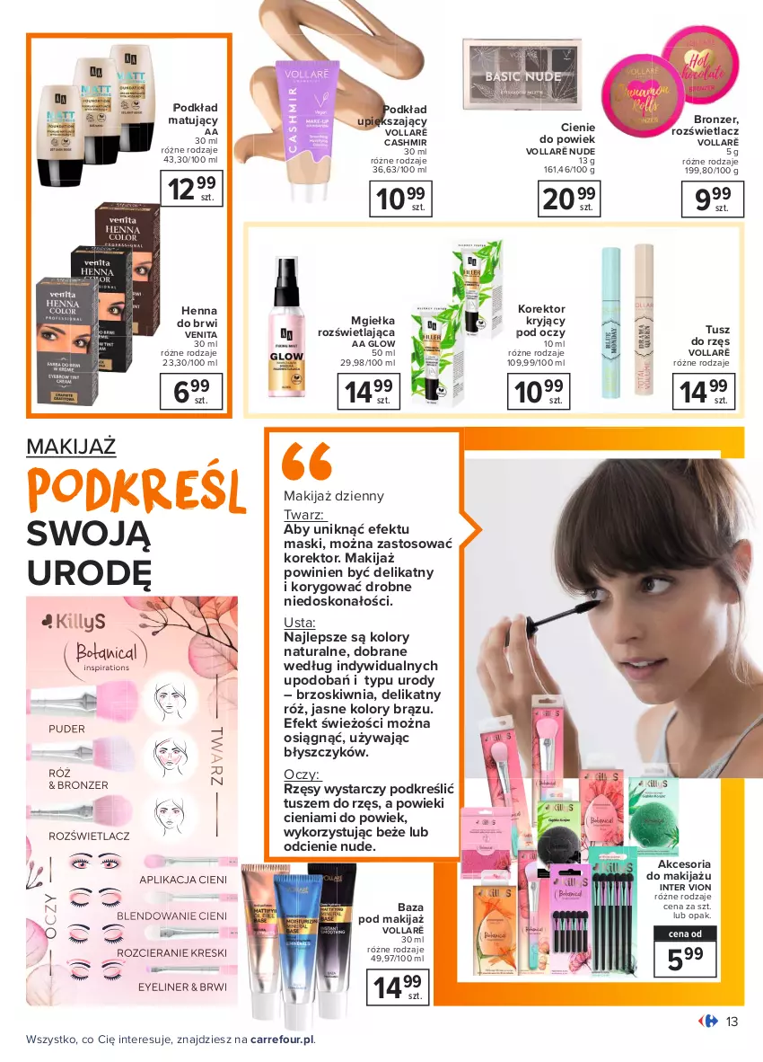 Gazetka promocyjna Carrefour - Gazetka Piękny duet - ważna 01.03 do 13.03.2021 - strona 13 - produkty: Bronzer, Makijaż, Podkład, Podkład matujący, Rozświetlacz, Tusz