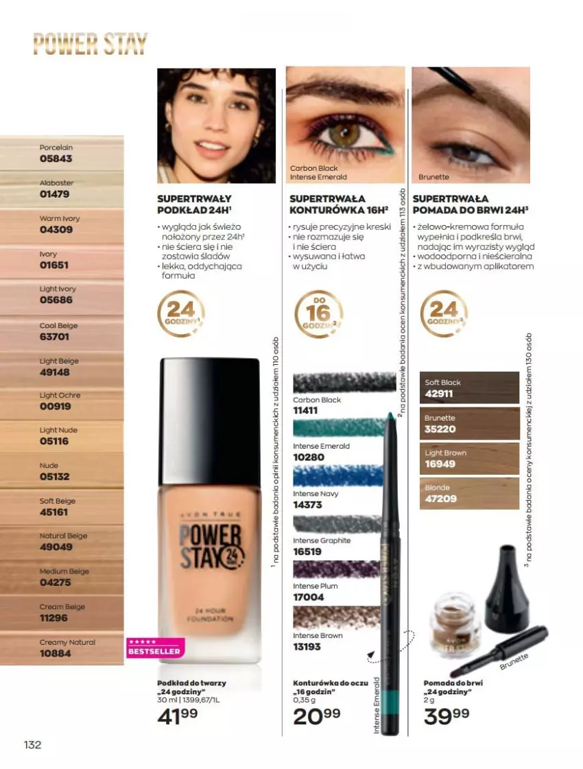 Gazetka promocyjna Avon - Katalog Avon 5/2022 kampania maj - ważna 01.05 do 31.05.2022 - strona 132 - produkty: Gra, Konturówka do oczu, Lack, LG, Podkład, Podkład do twarzy, Pomada, Por, Ser