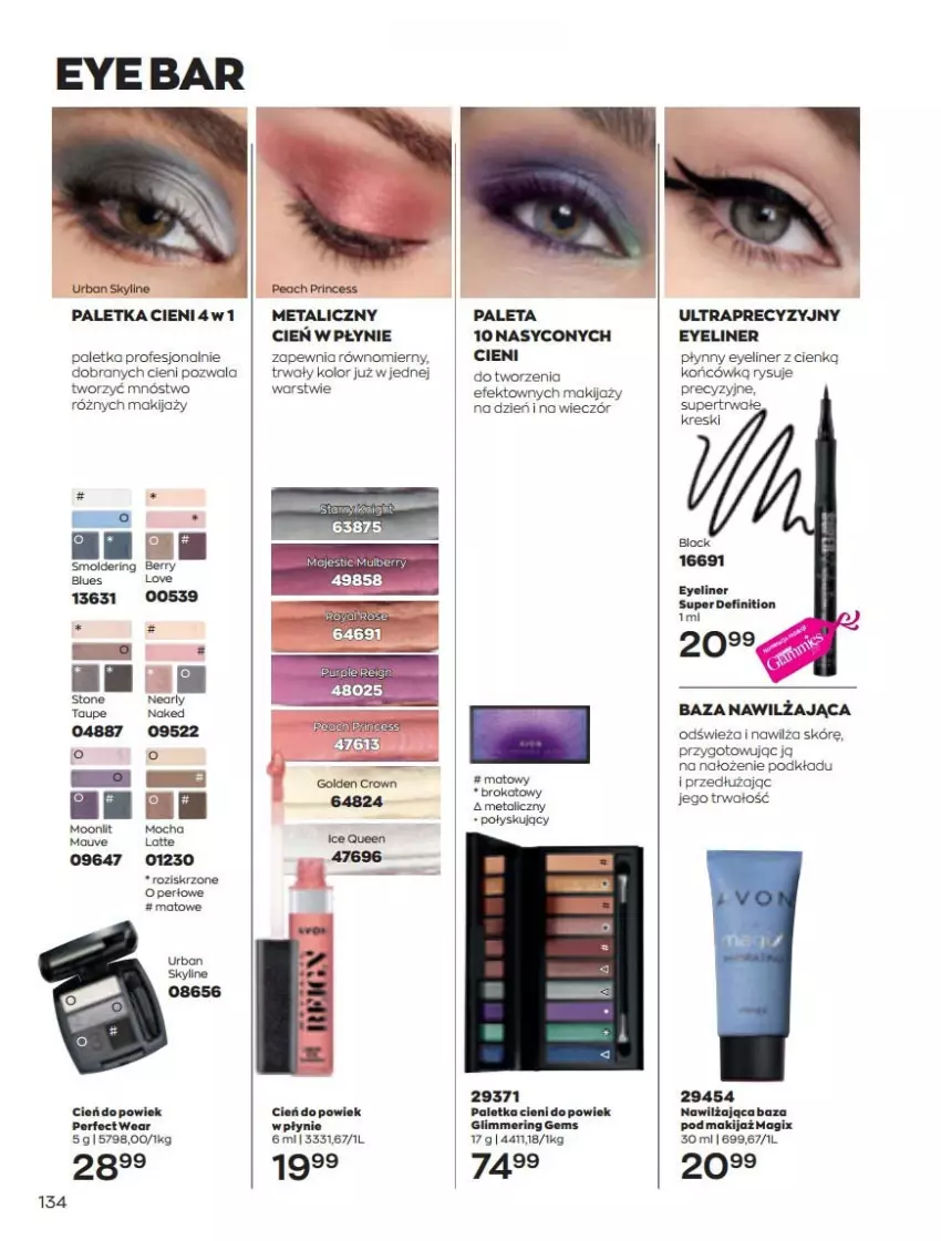 Gazetka promocyjna Avon - Katalog Avon 5/2022 kampania maj - ważna 01.05 do 31.05.2022 - strona 134 - produkty: Cień, Fa, Lack, Makijaż, Paleta, Paletka cieni, Podkład