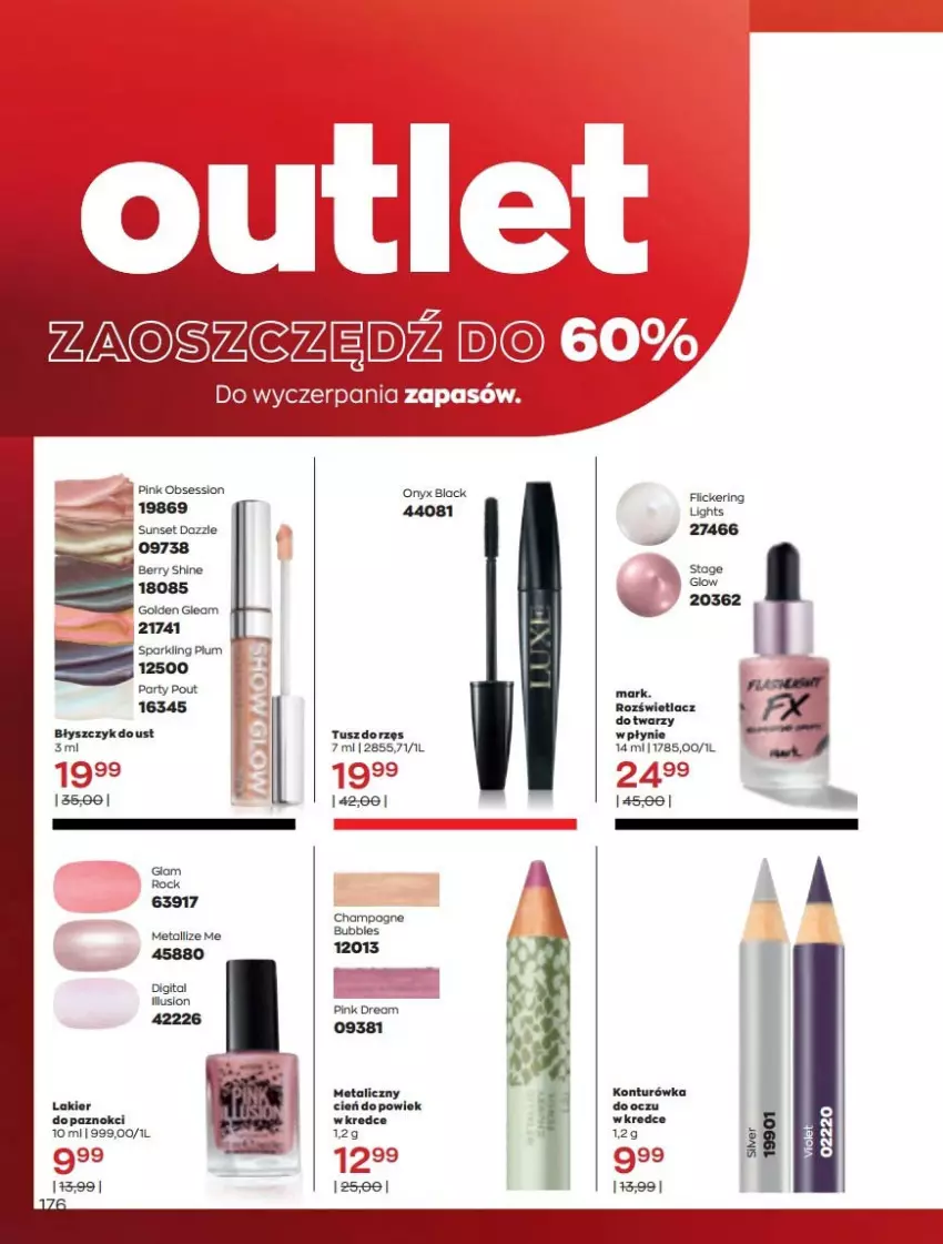 Gazetka promocyjna Avon - Katalog Avon 5/2022 kampania maj - ważna 01.05 do 31.05.2022 - strona 176 - produkty: Błyszczyk do ust, Cień, Konturówka do oczu, Lakier, Lakier do paznokci, Rozświetlacz, Tusz