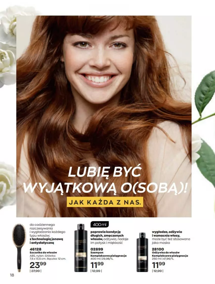 Gazetka promocyjna Avon - Katalog Avon 5/2022 kampania maj - ważna 01.05 do 31.05.2022 - strona 18 - produkty: Maska, Odzywka do włosów, Szampon, Szczotka, Szczotka do włosów