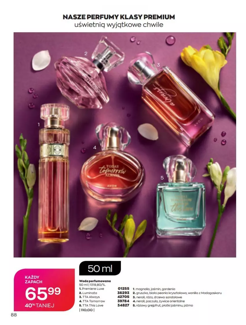 Gazetka promocyjna Avon - Katalog Avon 5/2022 kampania maj - ważna 01.05 do 31.05.2022 - strona 88 - produkty: Always, Grejpfrut, Perfum, Premiere, Róża, Sandał, Woda, Woda perfumowana