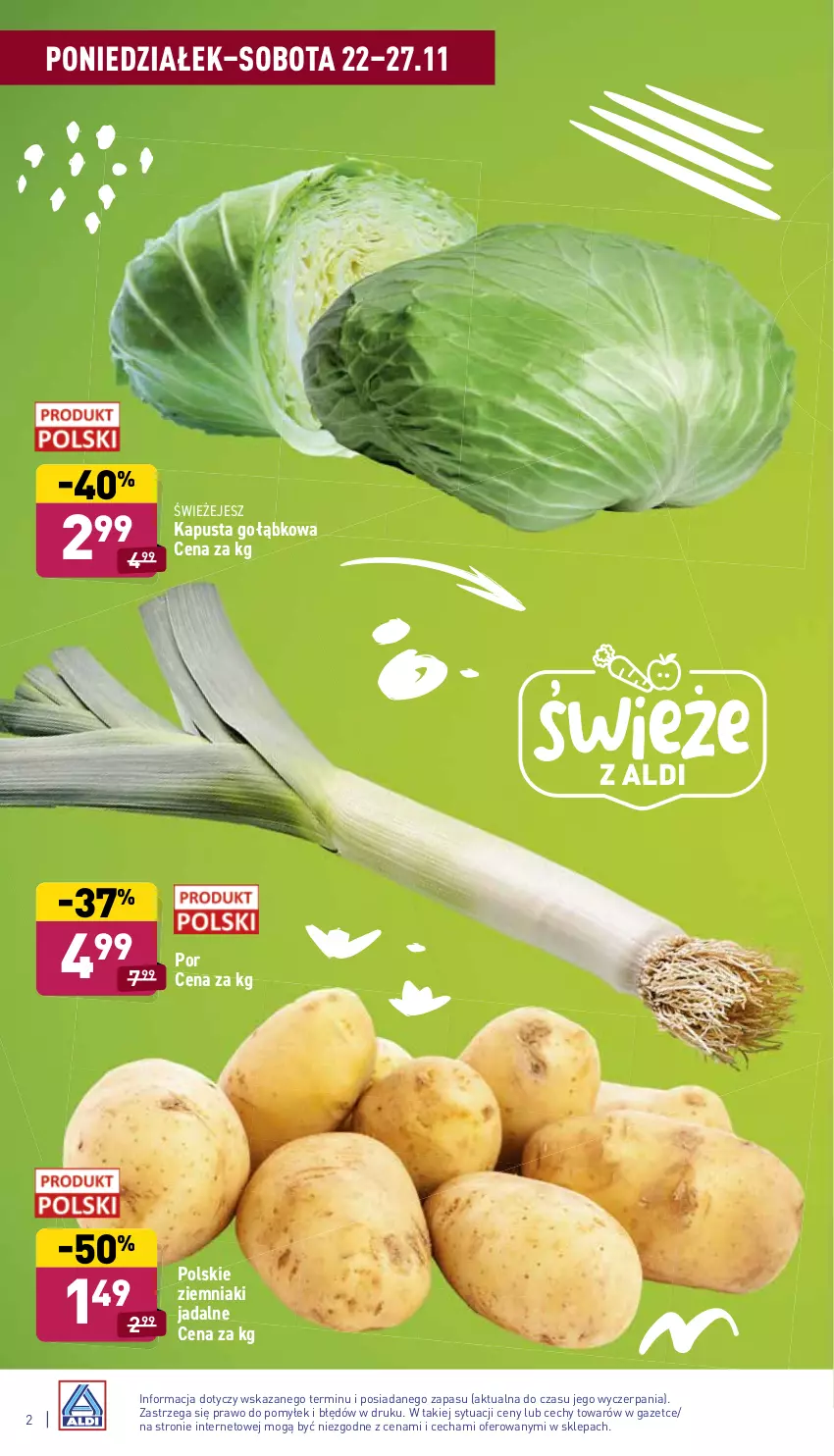 Gazetka promocyjna Aldi - ważna 22.11 do 27.11.2021 - strona 2 - produkty: Por, Ziemniaki