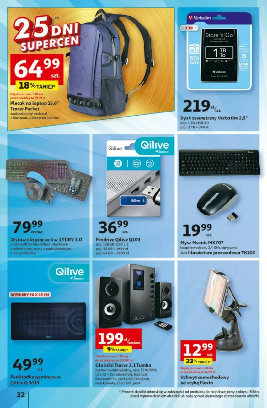 Gazetka promocyjna Auchan - ważna 05.10 do 11.10.2023 - strona 26 - produkty: Acer, Głośnik, Gra, Klawiatura, LANA, Mikrofon, Mysz, Pendrive, Plecak, Podkład, Podkładka, Por, Słuchawki, Subwoofer, Top