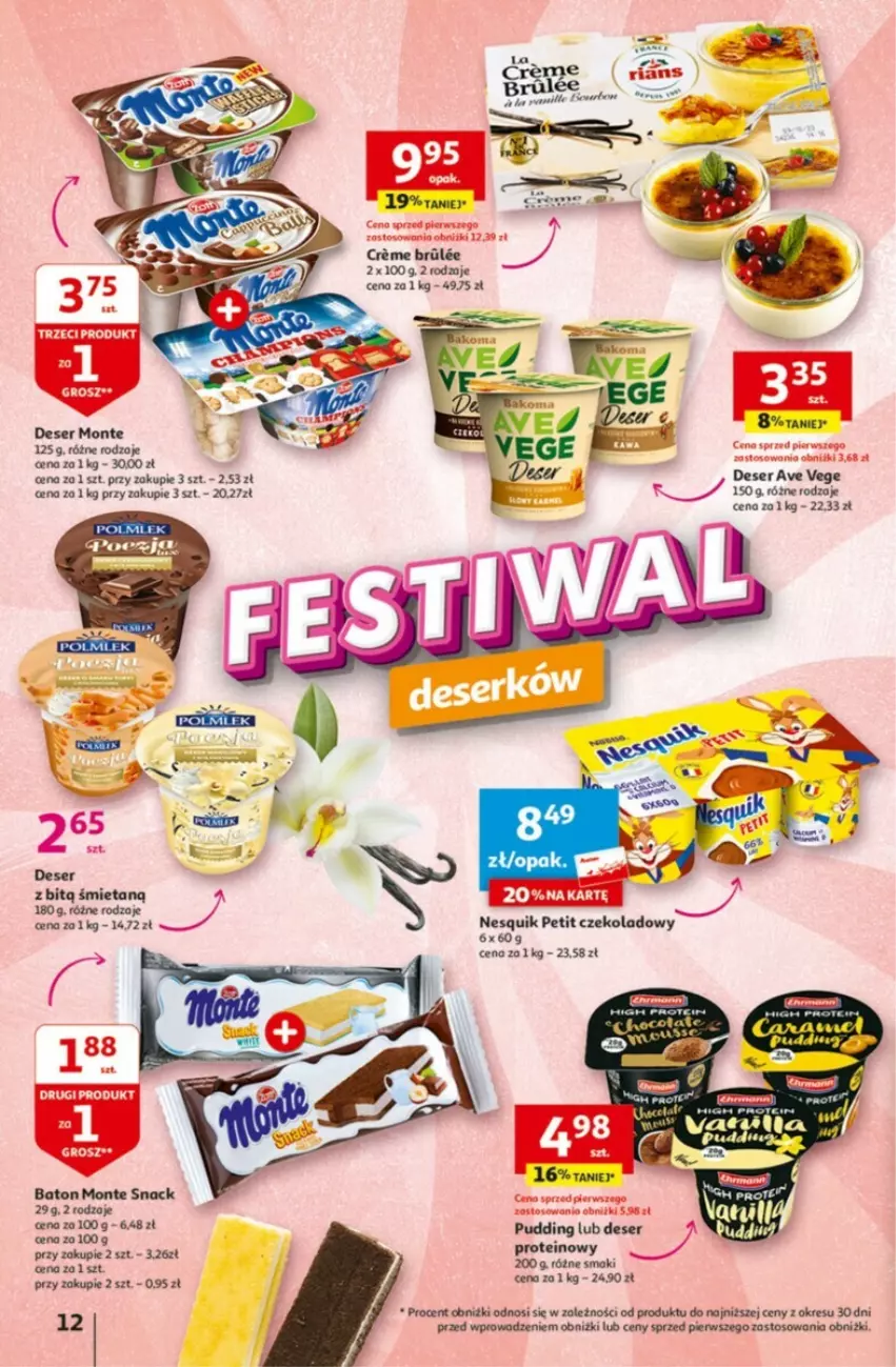 Gazetka promocyjna Auchan - ważna 05.10 do 11.10.2023 - strona 4 - produkty: Baton, Deser, Monte, Nesquik, Pudding, Ser