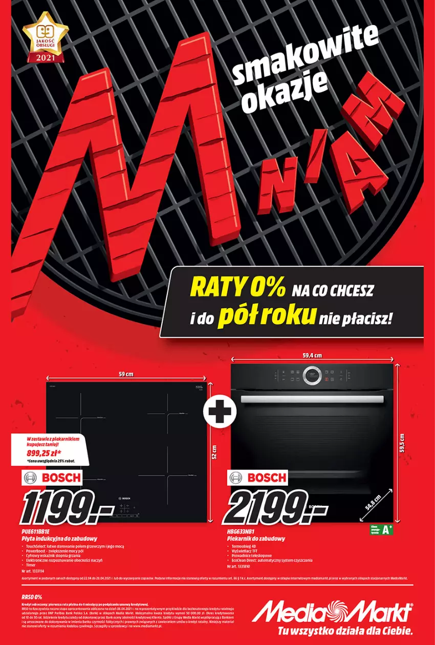 Gazetka promocyjna Media Markt - Gazetka Media Markt - ważna 22.04 do 29.04.2021 - strona 1 - produkty: Bosch, Fa, Koc, Ocet, Odol, Piekarnik, Piekarnik do zabudowy, Płyta, Płyta indukcyjna, Por