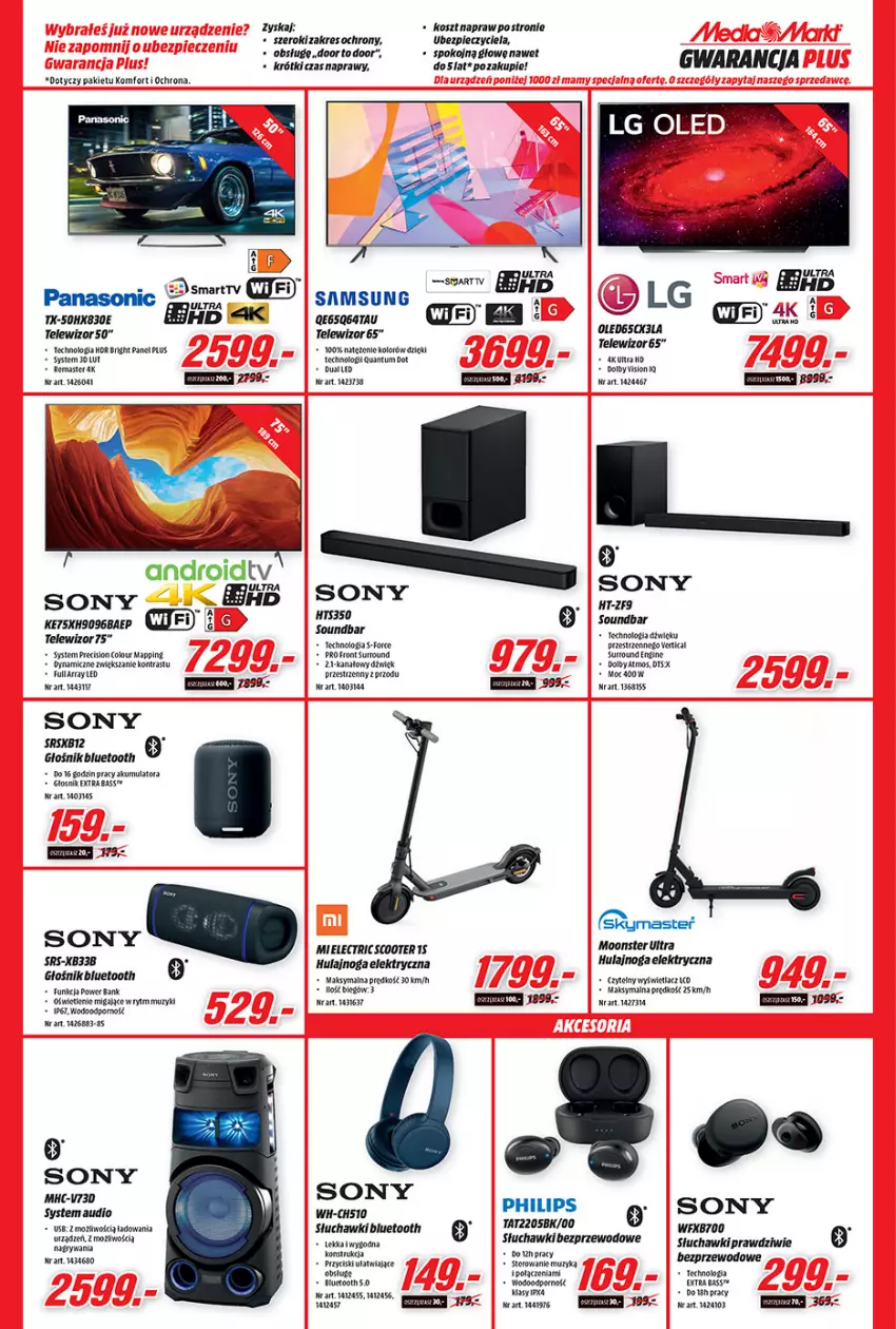 Gazetka promocyjna Media Markt - Gazetka Media Markt - ważna 22.04 do 29.04.2021 - strona 6 - produkty: Fa, Gin, Głośnik, Głośnik bluetooth, Hulajnoga, Hulajnoga elektryczna, Kosz, Laur, Philips, Piec, Por, Samsung, Słuchawki, Słuchawki bezprzewodowe, Sony, Soundbar, Telewizor