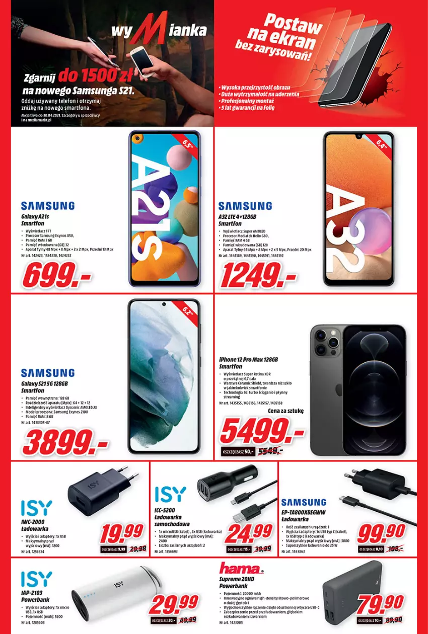 Gazetka promocyjna Media Markt - Gazetka Media Markt - ważna 22.04 do 29.04.2021 - strona 7 - produkty: Amol, Fa, Gala, Helio, Intel, IPhone 12, Piec, Powerbank, Samsung, Smartfon, Telefon, Warka