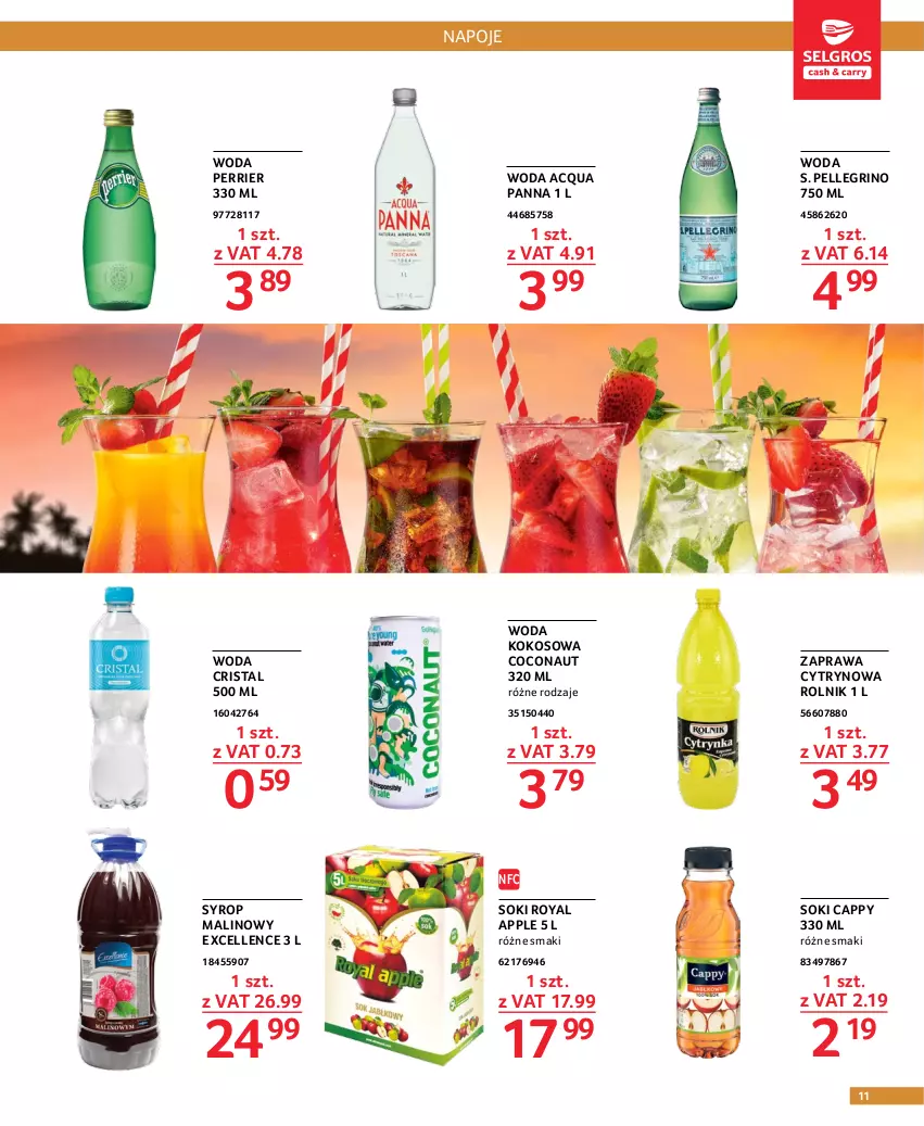 Gazetka promocyjna Selgros - Oferta dla gastronomii - ważna 15.02 do 01.03.2023 - strona 11 - produkty: Acqua Panna, Cappy, Kokos, Napoje, Rolnik, Sok, Syrop, Woda