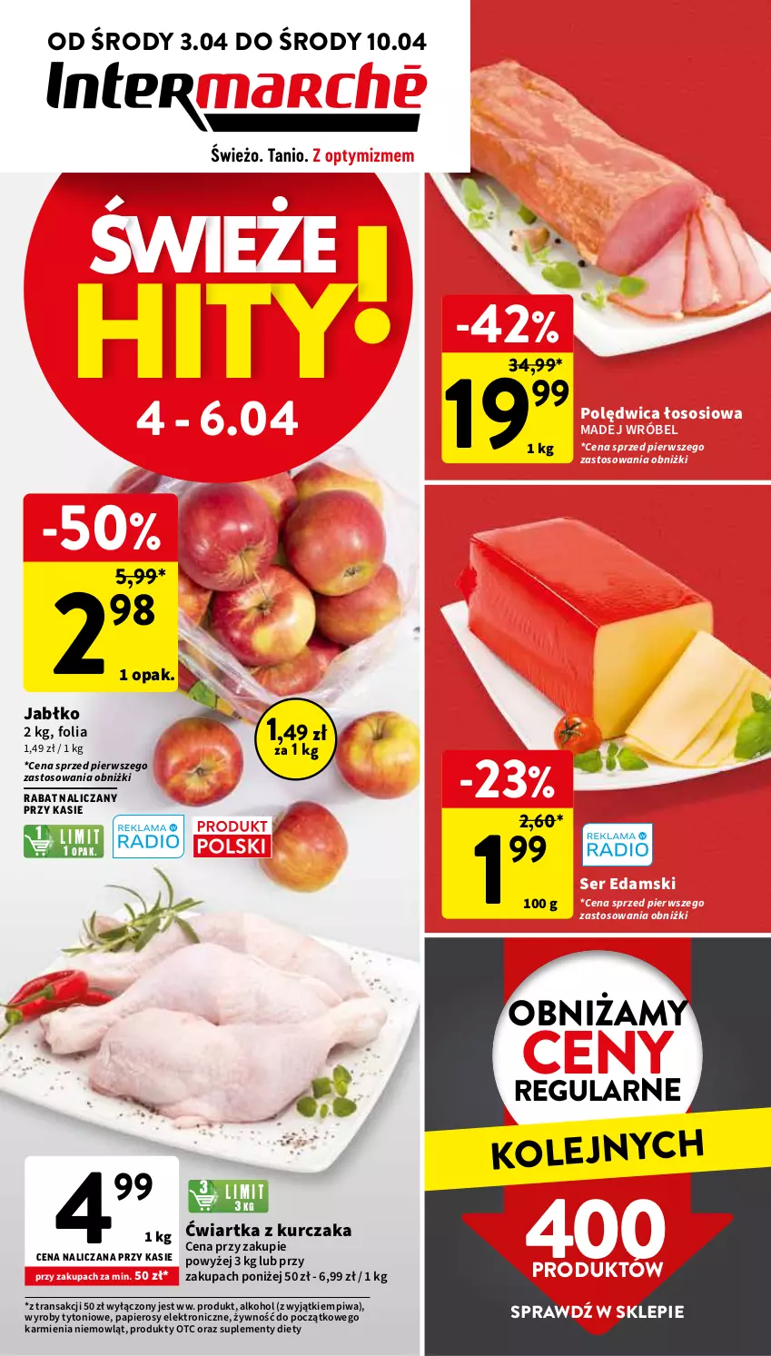 Gazetka promocyjna Intermarche - Gazetka Intermarche - ważna 03.04 do 10.04.2024 - strona 1 - produkty: Edam, Karmi, Kurczak, Madej Wróbel, Olej, Papier, Piwa, Polędwica, Ser, Sos, Tran