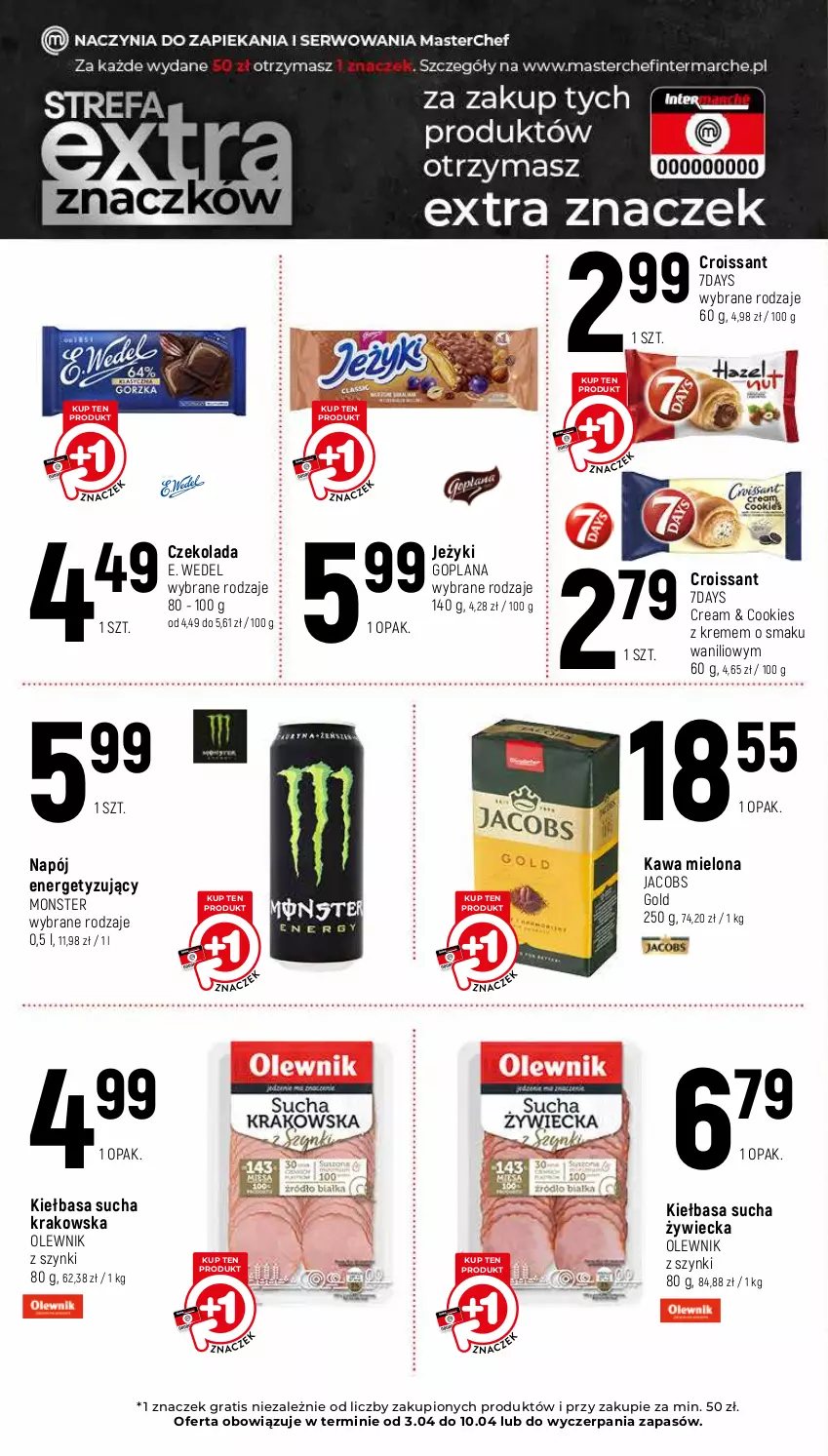 Gazetka promocyjna Intermarche - Gazetka Intermarche - ważna 03.04 do 10.04.2024 - strona 14 - produkty: Croissant, Czekolada, E. Wedel, Goplana, Gra, Jacobs, Jeżyki, Kawa, Kawa mielona, Kiełbasa, LANA, Napój, Olewnik