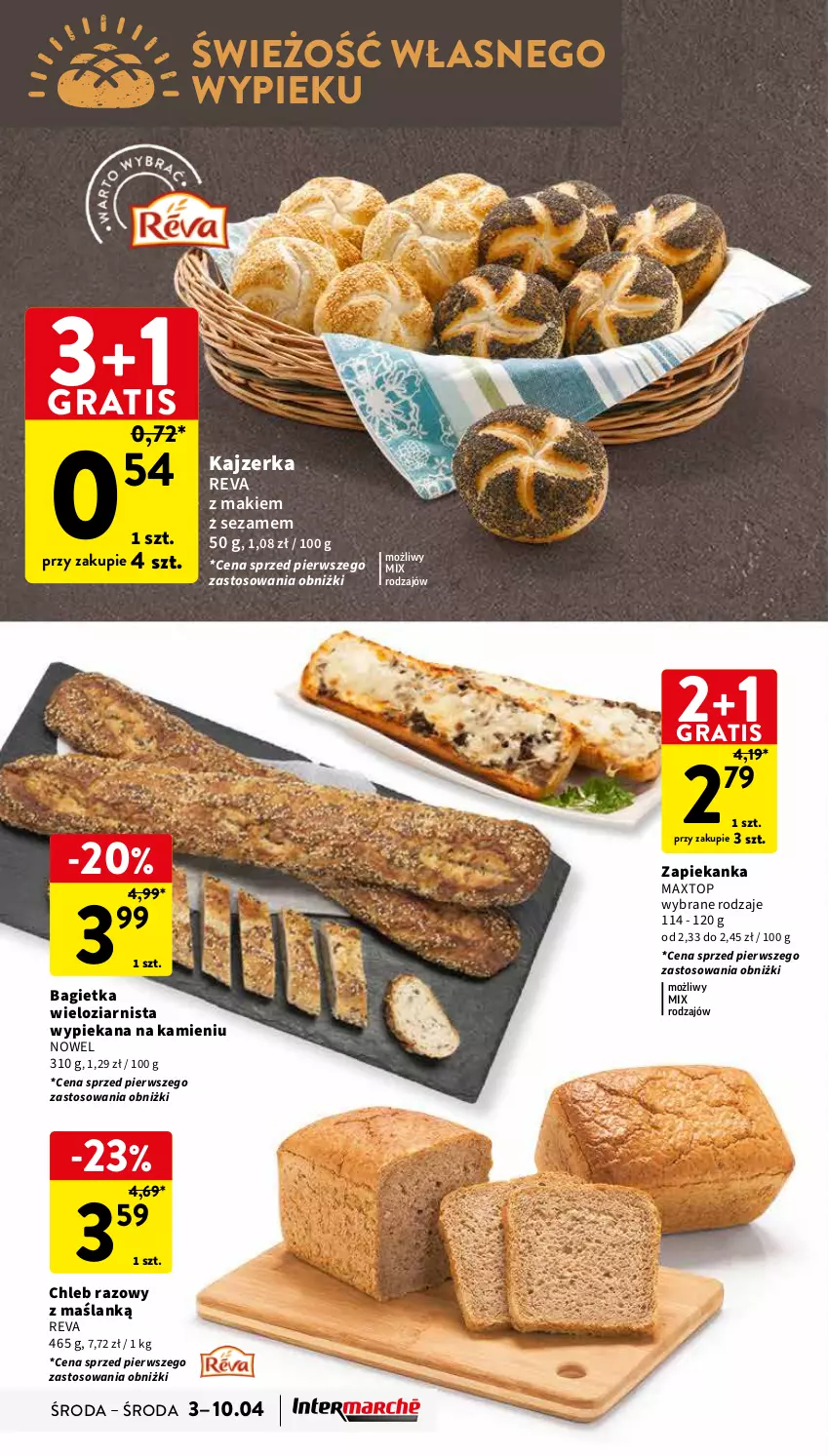 Gazetka promocyjna Intermarche - Gazetka Intermarche - ważna 03.04 do 10.04.2024 - strona 26 - produkty: Bagietka, Chleb, Gra, Kajzerka, Sezam, Top, Zapiekanka