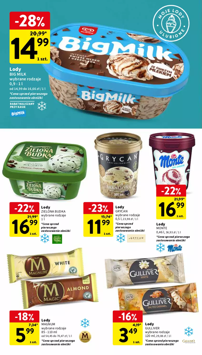 Gazetka promocyjna Intermarche - Gazetka Intermarche - ważna 03.04 do 10.04.2024 - strona 28 - produkty: Big Milk, Gry, Lody, Monte, Zielona Budka