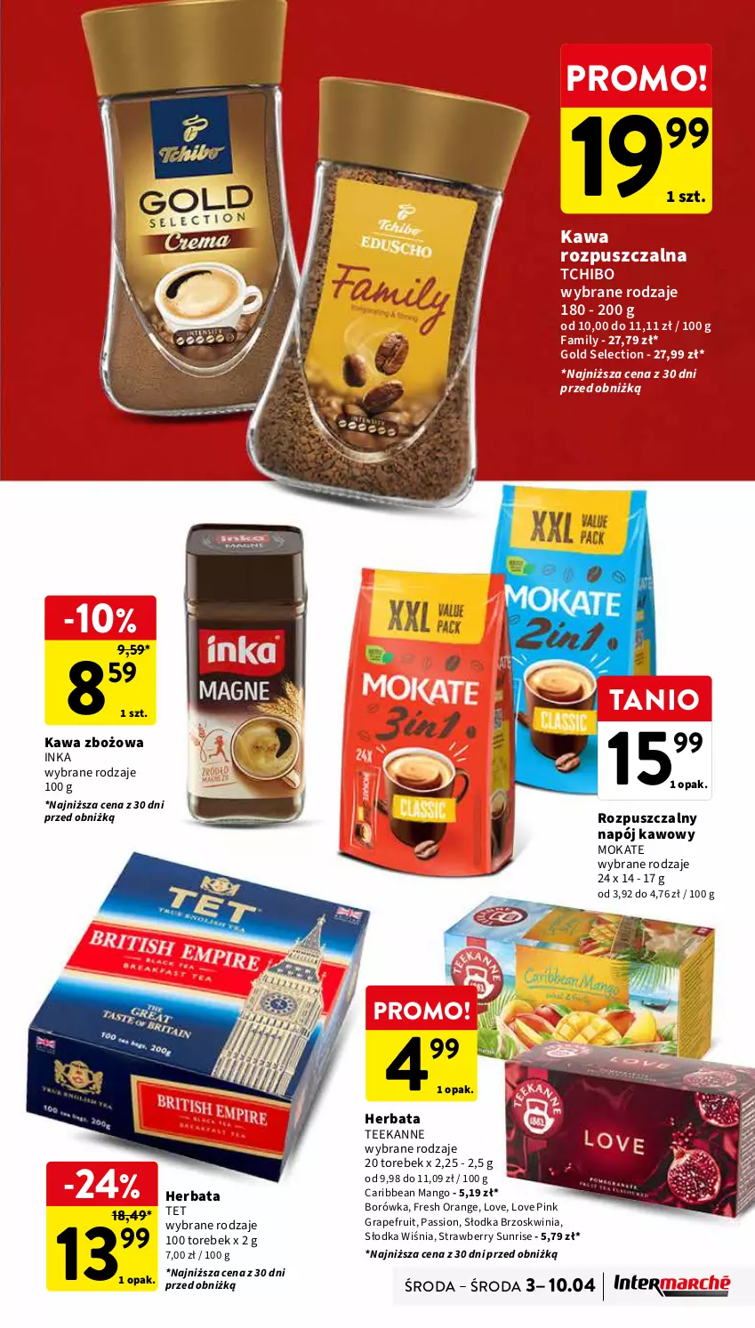 Gazetka promocyjna Intermarche - Gazetka Intermarche - ważna 03.04 do 10.04.2024 - strona 29 - produkty: Borówka, Fa, Gra, Herbata, Inka, Kawa, Kawa rozpuszczalna, Kawa zbożowa, Mango, Napój, Tchibo, Teekanne