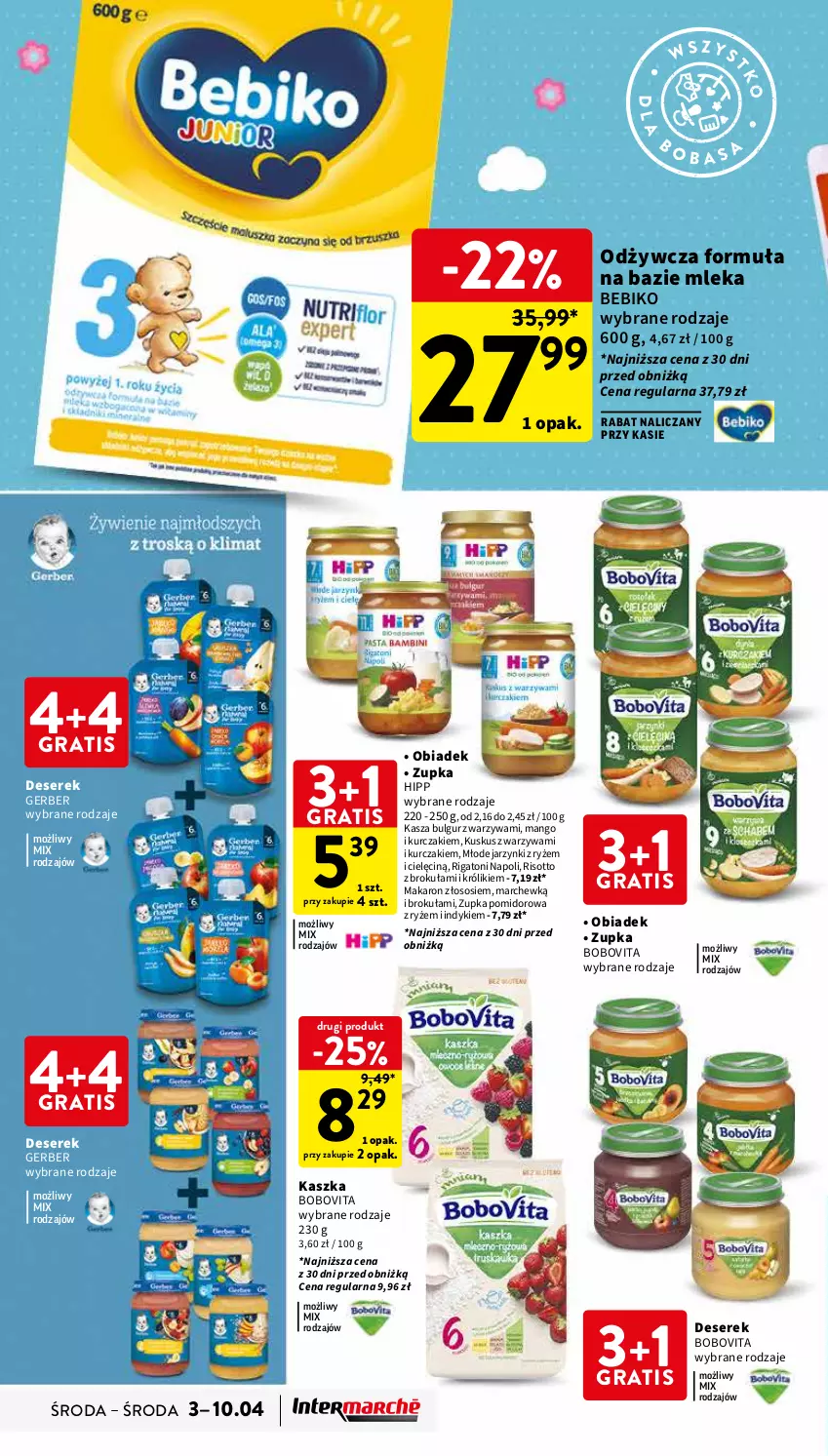 Gazetka promocyjna Intermarche - Gazetka Intermarche - ważna 03.04 do 10.04.2024 - strona 36 - produkty: Bebiko, BoboVita, Bulgur, Deser, Gerber, Gra, HiPP, Kasza, Królik, Kurczak, Kuskus, LG, Makaron, Mango, Ryż, Ser, Serek, Sos, Warzywa