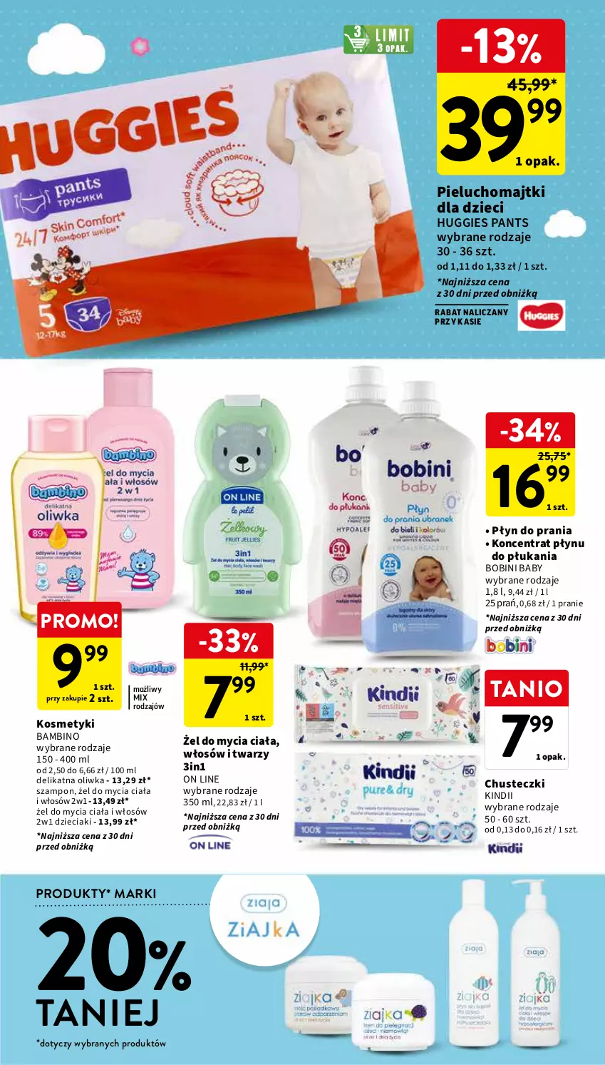 Gazetka promocyjna Intermarche - Gazetka Intermarche - ważna 03.04 do 10.04.2024 - strona 37 - produkty: Chusteczki, Dzieci, Huggies, Kindii, Majtki, Pieluchomajtki, Płyn do prania, Szampon