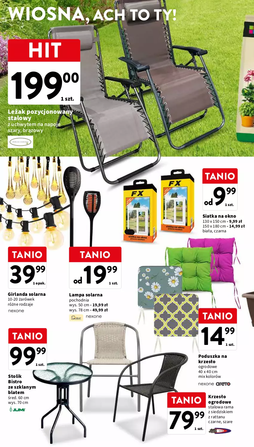 Gazetka promocyjna Intermarche - Gazetka Intermarche - ważna 03.04 do 10.04.2024 - strona 38 - produkty: Girlanda, Krzesło, Krzesło ogrodowe, Lampa, Napoje, Okno, Poduszka, Rama, Siatka, Stolik