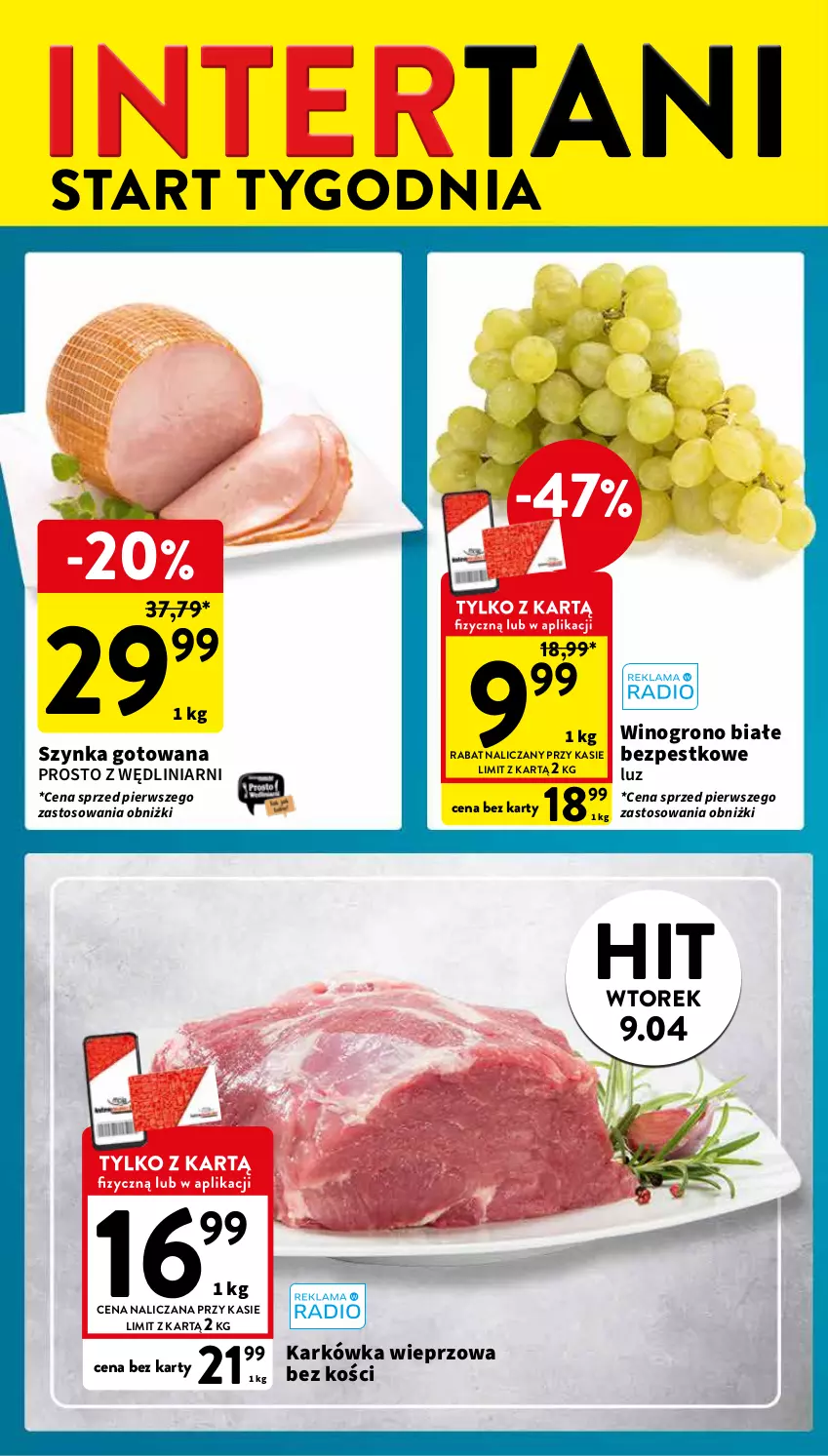 Gazetka promocyjna Intermarche - Gazetka Intermarche - ważna 03.04 do 10.04.2024 - strona 6 - produkty: Karkówka wieprzowa, Szynka, Wino