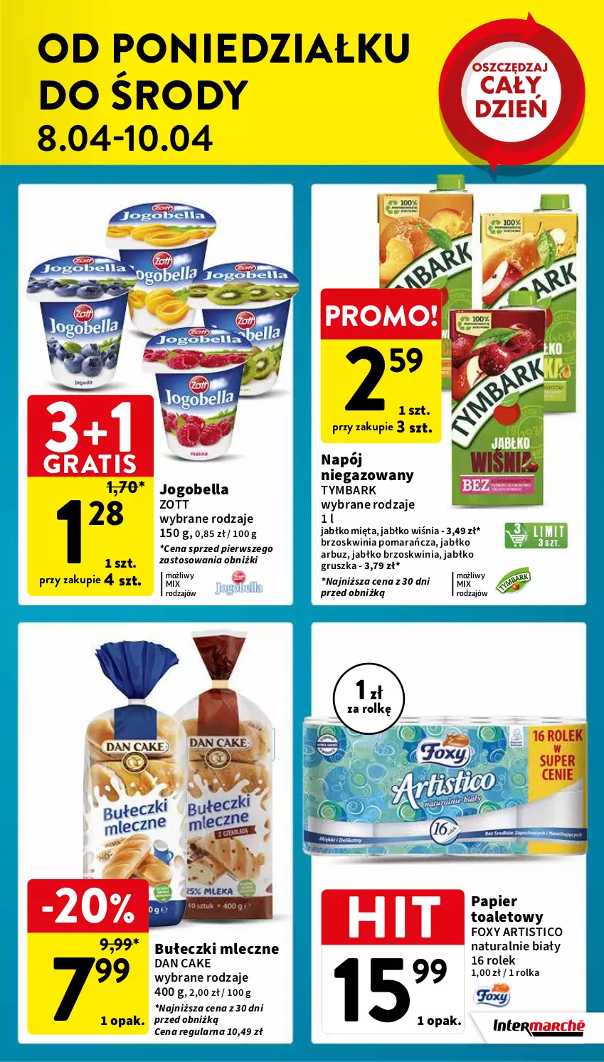 Gazetka promocyjna Intermarche - Gazetka Intermarche - ważna 03.04 do 10.04.2024 - strona 7 - produkty: Arbuz, Bell, Bella, Bułeczki, Bułeczki mleczne, Dan Cake, Foxy, Gra, Jogobella, Mięta, Napój, Napój niegazowany, Papier, Papier toaletowy, Tymbark, Zott