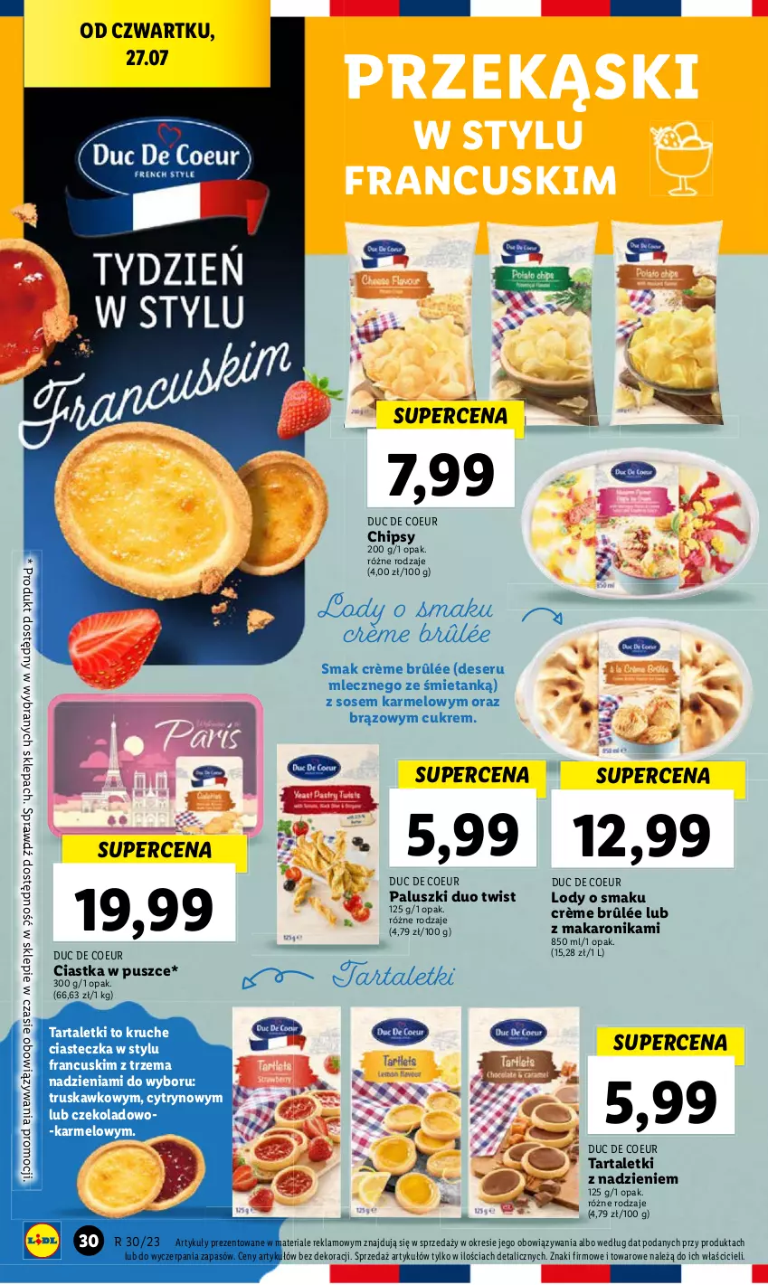 Gazetka promocyjna Lidl - GAZETKA - ważna 27.07 do 29.07.2023 - strona 46 - produkty: Crème brûlée, Lody, Makaron, Tarta