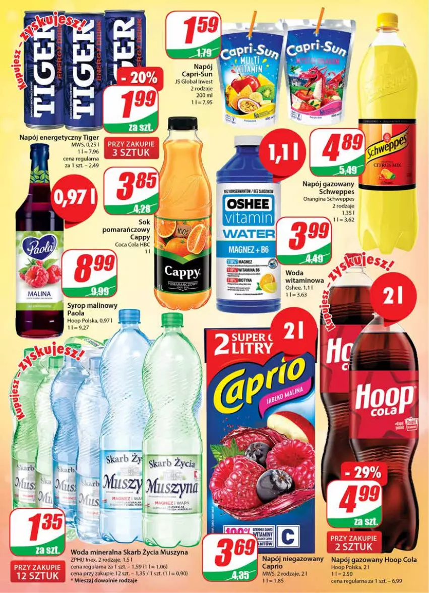 Gazetka promocyjna Dino - Gazetka - ważna 28.09 do 04.10.2022 - strona 2 - produkty: Gin, Hoop, Magnez, Mus, Napój, Napój energetyczny, Napój gazowany, Napój niegazowany, Oshee, Paola, Schweppes, Sok, Syrop, Szyna, Tiger, Woda, Woda mineralna