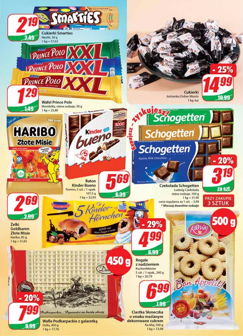 Gazetka promocyjna Dino - Gazetka - ważna 28.09 do 04.10.2022 - strona 3 - produkty: Baton, Chia, Ciastka, Cukier, Cukierki, Czekolada, Ferrero, Gala, Haribo, Jutrzenka, Karp, Kinder, Kinder Bueno, Prince Polo, Rogal, Schogetten, Wafle