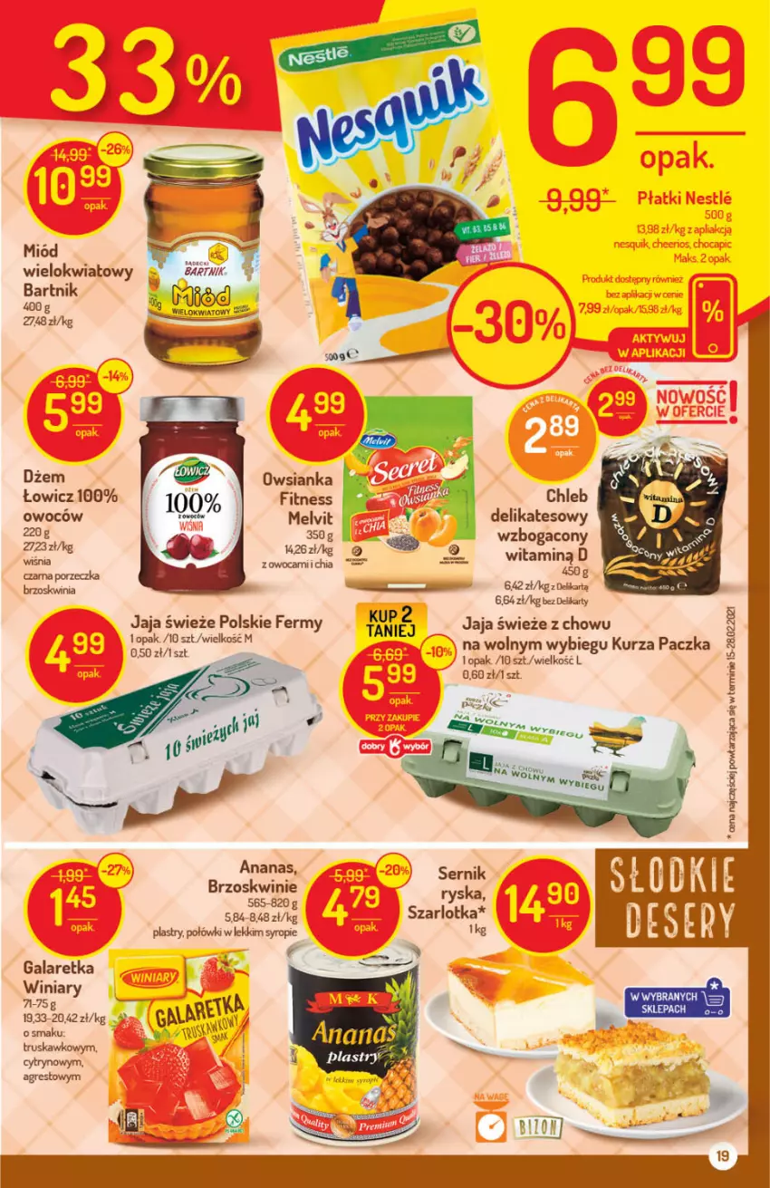 Gazetka promocyjna Delikatesy Centrum - Gazetka Delikatesy Centrum - ważna 22.04 do 28.04.2021 - strona 19 - produkty: Chia, Chleb, Dżem, Gala, Galaretka, Gres, Jaja, Melvit, Miód, Owsianka, Syrop, Szarlotka, Winiary