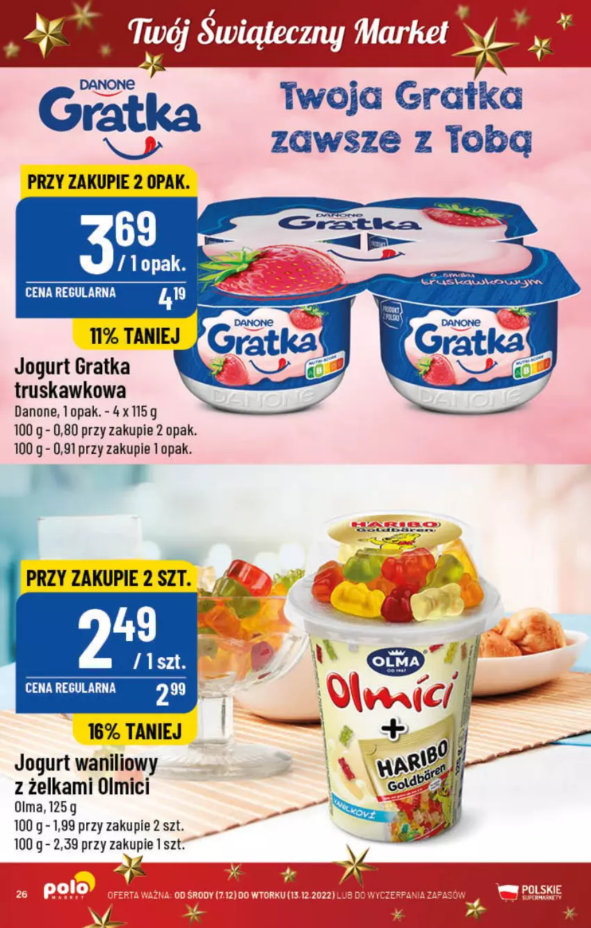 Gazetka promocyjna PoloMarket - Gazetka pomocyjna - ważna 07.12 do 13.12.2022 - strona 26 - produkty: Danone, Gra, Jogurt, Olma