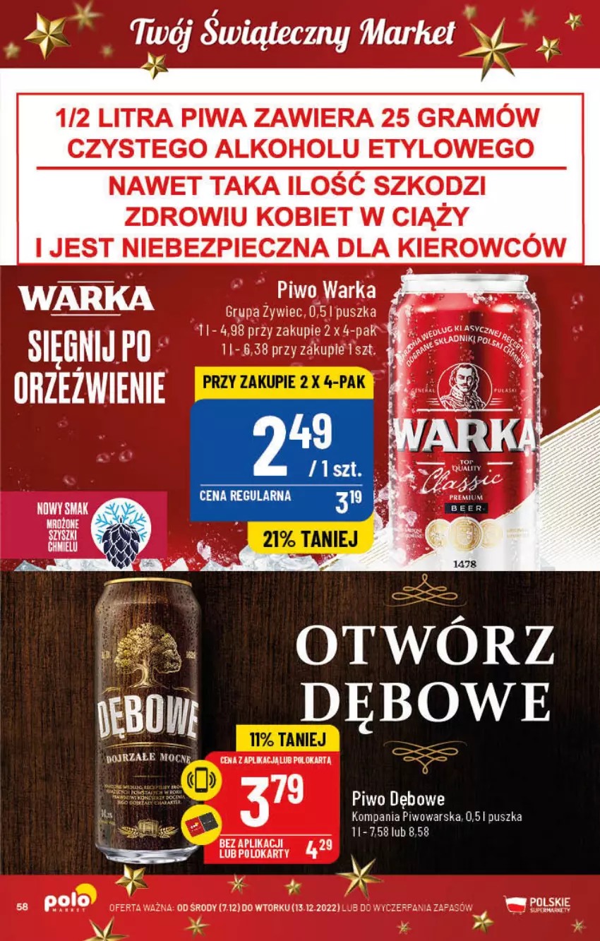 Gazetka promocyjna PoloMarket - Gazetka pomocyjna - ważna 07.12 do 13.12.2022 - strona 58 - produkty: Gra, Piec, Piwa, Piwo, Ser, Warka