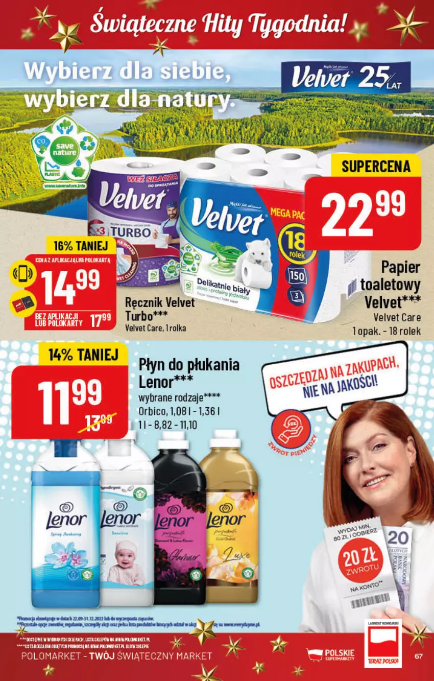 Gazetka promocyjna PoloMarket - Gazetka pomocyjna - ważna 07.12 do 13.12.2022 - strona 67 - produkty: BIC, Lenor, Papier, Płyn do płukania, Ręcznik, Velvet