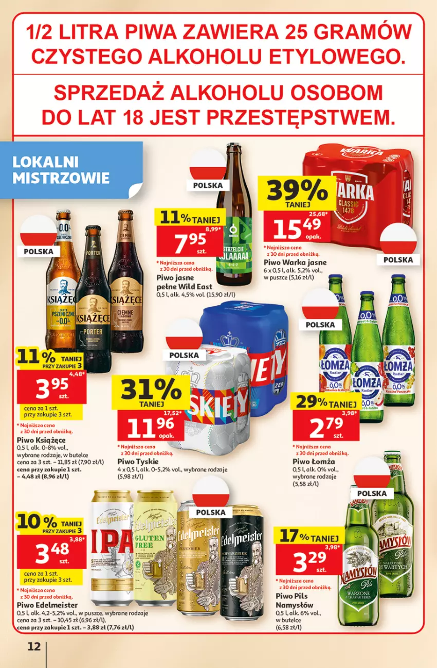 Gazetka promocyjna Auchan - Gazetka 30 Lat Hipermarket Auchan - ważna 11.06 do 17.06.2026 - strona 12 - produkty: Książęce, Namysłów, Piwo, Piwo jasne, Tyskie, Warka
