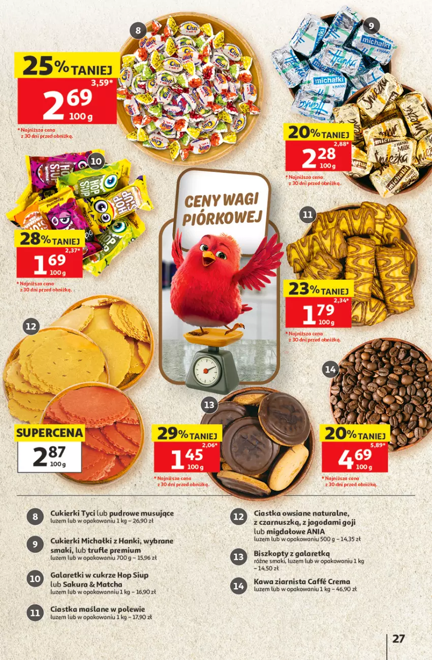 Gazetka promocyjna Auchan - Gazetka 30 Lat Hipermarket Auchan - ważna 11.06 do 17.06.2026 - strona 27 - produkty: Biszkopty, Ciastka, Ciastka owsiane, Cukier, Cukierki, Gala, Galaretki, Kawa, Kawa ziarnista, Michałki, Mus