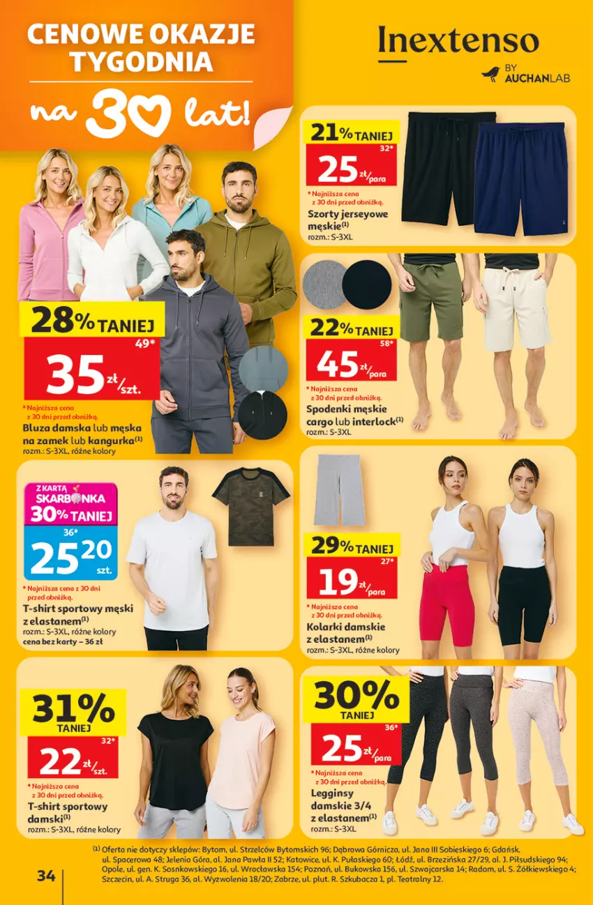Gazetka promocyjna Auchan - Gazetka 30 Lat Hipermarket Auchan - ważna 11.06 do 17.06.2026 - strona 34 - produkty: Acer, Bluza, Cars, Fa, Gin, Legginsy, Por, Sos, Sport, Szorty, T-shirt