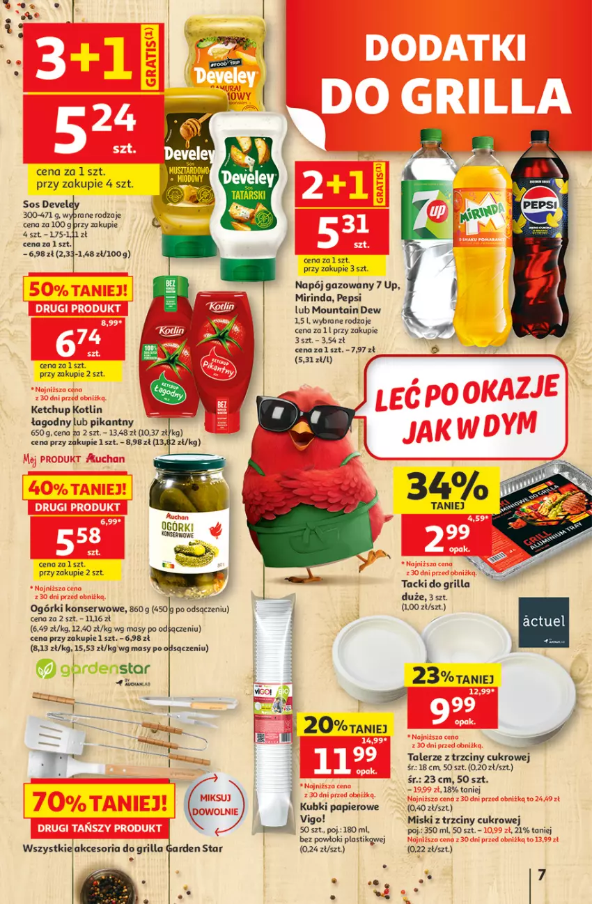 Gazetka promocyjna Auchan - Gazetka 30 Lat Hipermarket Auchan - ważna 11.06 do 17.06.2026 - strona 7 - produkty: Grill, Ketchup, Kotlin, Mirinda, Napój, Napój gazowany, Ogórki konserwowe, Papier, Pepsi, Ser, Sos, Talerz, Tera