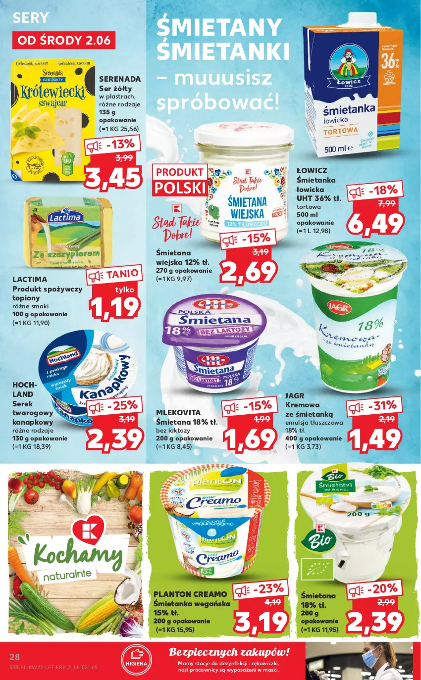 Gazetka promocyjna Kaufland - OFERTA TYGODNIA - ważna 02.06 do 09.06.2021 - strona 28 - produkty: Emulsja, Hochland, Jagr, Kremowa ze śmietanką, Mleko, Mlekovita, Piec, Ser, Serek, Serek twarogowy, Top