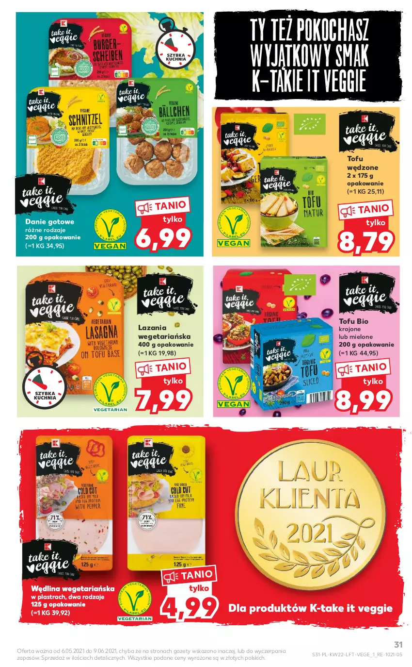 Gazetka promocyjna Kaufland - OFERTA TYGODNIA - ważna 02.06 do 09.06.2021 - strona 31 - produkty: Danie gotowe, Koc, Tofu, Wędlina