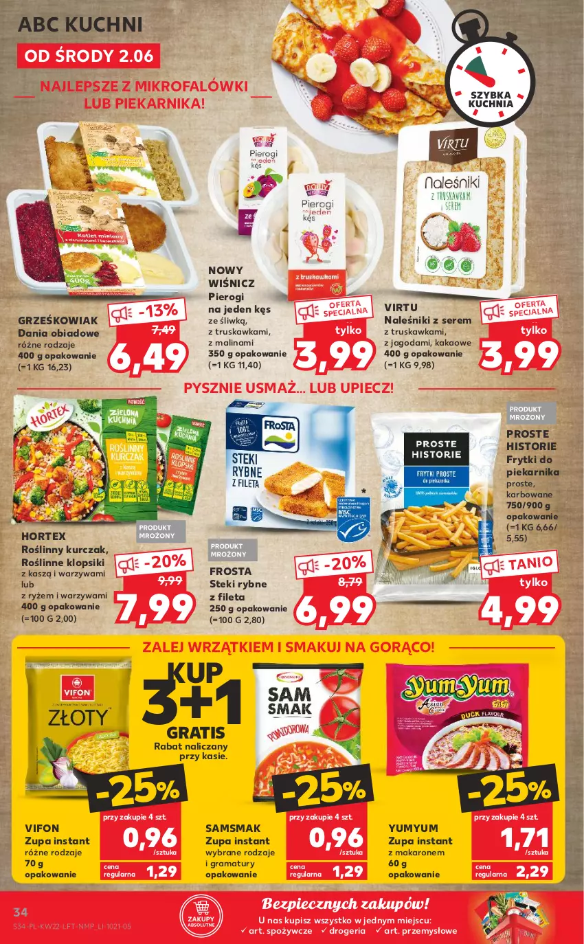 Gazetka promocyjna Kaufland - OFERTA TYGODNIA - ważna 02.06 do 09.06.2021 - strona 34 - produkty: Fa, Frosta, Frytki, Gra, Hortex, Kakao, Klopsiki, Kurczak, Makaron, Naleśniki, Piec, Piekarnik, Pierogi, Rama, Ryż, Ser, Stek, Virtu, Warzywa, Zupa