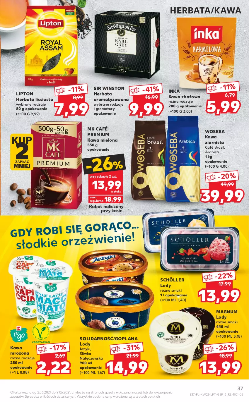 Gazetka promocyjna Kaufland - OFERTA TYGODNIA - ważna 02.06 do 09.06.2021 - strona 37 - produkty: BIC, Goplana, Gra, Herbata, Inka, Jeżyki, Kawa, Kawa mielona, Kawa zbożowa, Kawa ziarnista, LANA, Lipton, Lody, Rama, Winston, Woseba