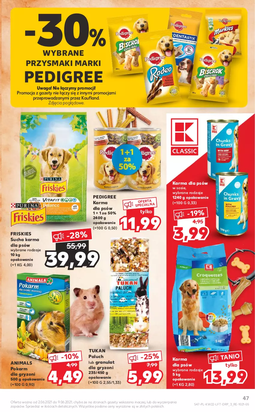 Gazetka promocyjna Kaufland - OFERTA TYGODNIA - ważna 02.06 do 09.06.2021 - strona 47 - produkty: Friskies, Gra, Gry, Pedigree, Pokarm dla gryzoni, Przysmaki, Sos, Sucha karma, Waga