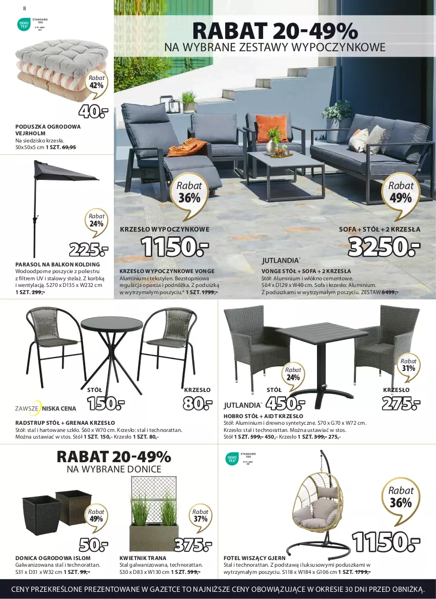 Gazetka promocyjna Jysk - Oferta tygodnia - ważna 08.03 do 16.04.2023 - strona 9 - produkty: Cement, Fa, Fotel, Krzesło, Kwietnik, Parasol, Poduszka, Por, Siedzisko, Sofa, Stół, Top, Tran