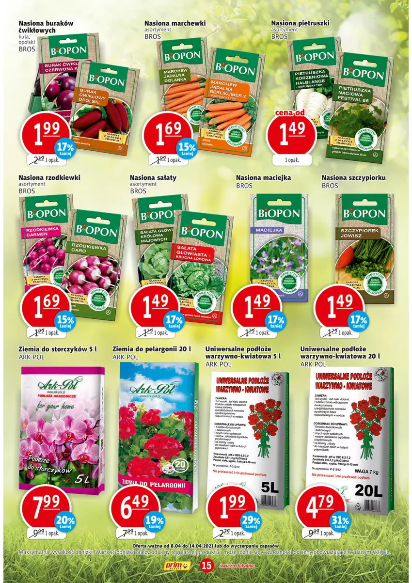 Gazetka promocyjna Prim Market - Gazetka - ważna 08.04 do 14.04.2021 - strona 15 - produkty: O nas, Ogród, Pojemnik, Sałat, Sok, Storczyk, Waga