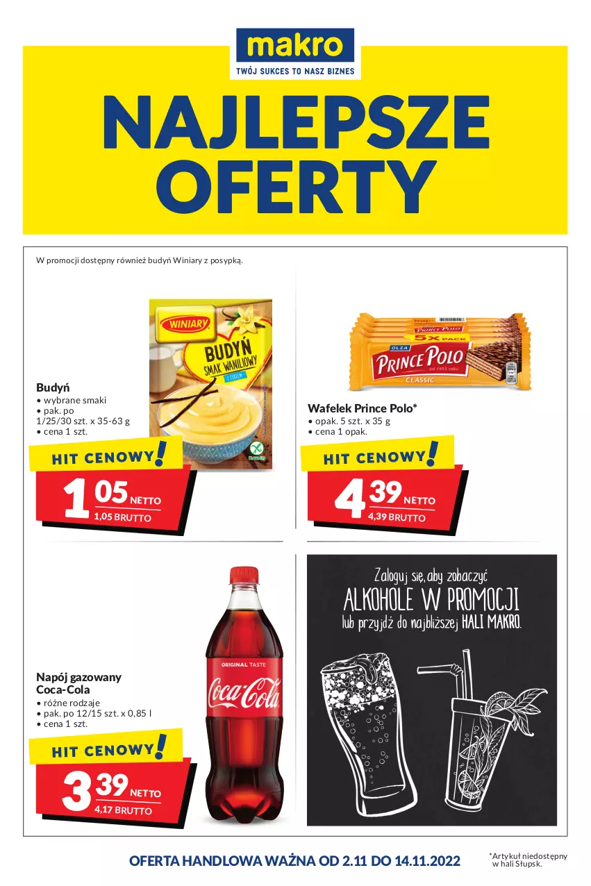 Gazetka promocyjna Makro - Najlepsze oferty - ważna 02.11 do 14.11.2022 - strona 1 - produkty: Budyń, Coca-Cola, Napój, Napój gazowany, Prince Polo, Wafelek, Winiary