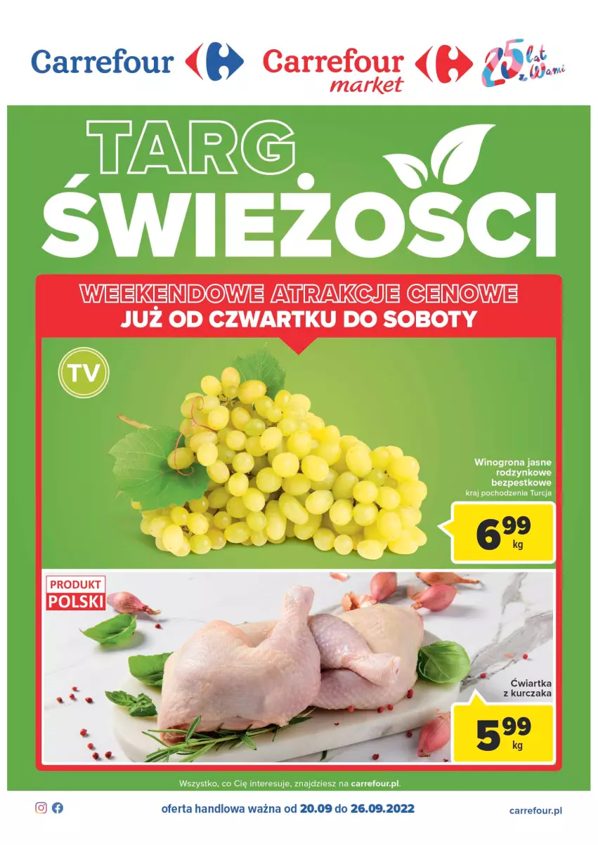 Gazetka promocyjna Carrefour - Gazetka Targ świeżości - ważna 20.09 do 26.09.2022 - strona 1 - produkty: Fa, Kurczak