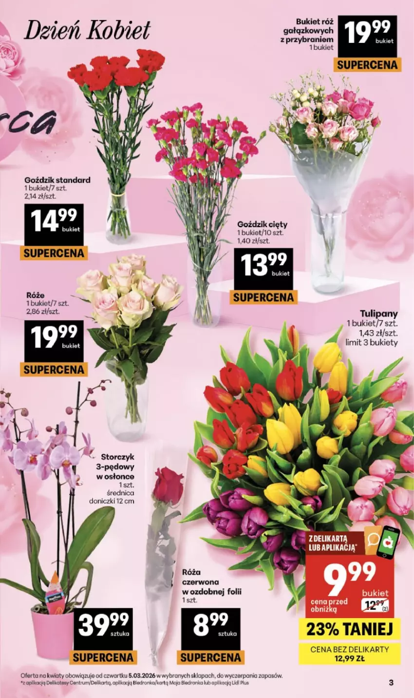 Gazetka promocyjna Delikatesy Centrum - Franczyza DC10 Czwartek - ważna 05.03 do 11.03.2026 - strona 3 - produkty: Bukiet, Dron, Róża, Rum, Storczyk
