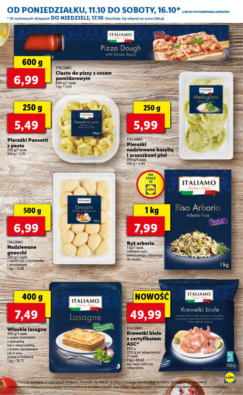 Gazetka promocyjna Lidl - KATALOG ITALIAMO - ważna 11.10 do 15.10.2021 - strona 14 - produkty: Bazyl, Gnocchi, Krewetki, Lasagne, Pesto, Ryż, Ser, Sos