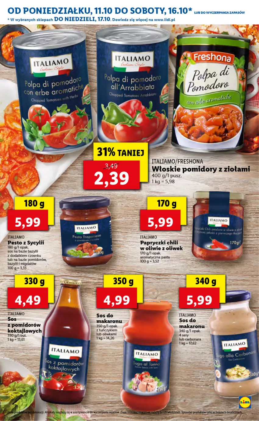 Gazetka promocyjna Lidl - KATALOG ITALIAMO - ważna 11.10 do 15.10.2021 - strona 20 - produkty: Bazyl, Makaron, Pesto, Pomidory, Ser, Sos, Tuńczyk