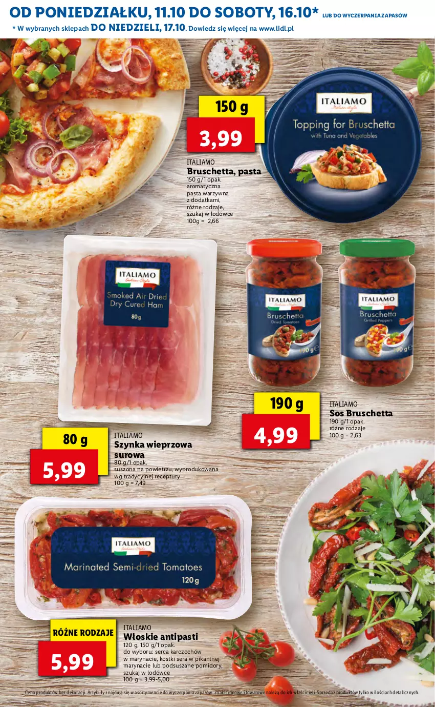 Gazetka promocyjna Lidl - KATALOG ITALIAMO - ważna 11.10 do 15.10.2021 - strona 36 - produkty: Pasta warzywna, Pomidory, Ser, Sos, Szynka, Szynka wieprzowa