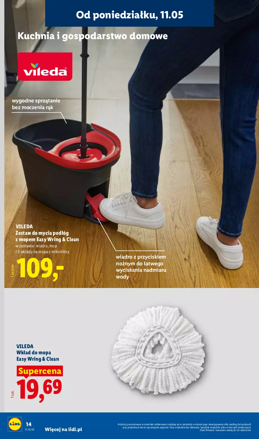 Gazetka promocyjna Lidl - Katalog ważny od 11.05 - ważna 11.05 do 16.05.2026 - strona 16 - produkty: Kuchnia, Mop, Noż, Sprzątanie, Vileda, Wiadro, Wkład do mopa
