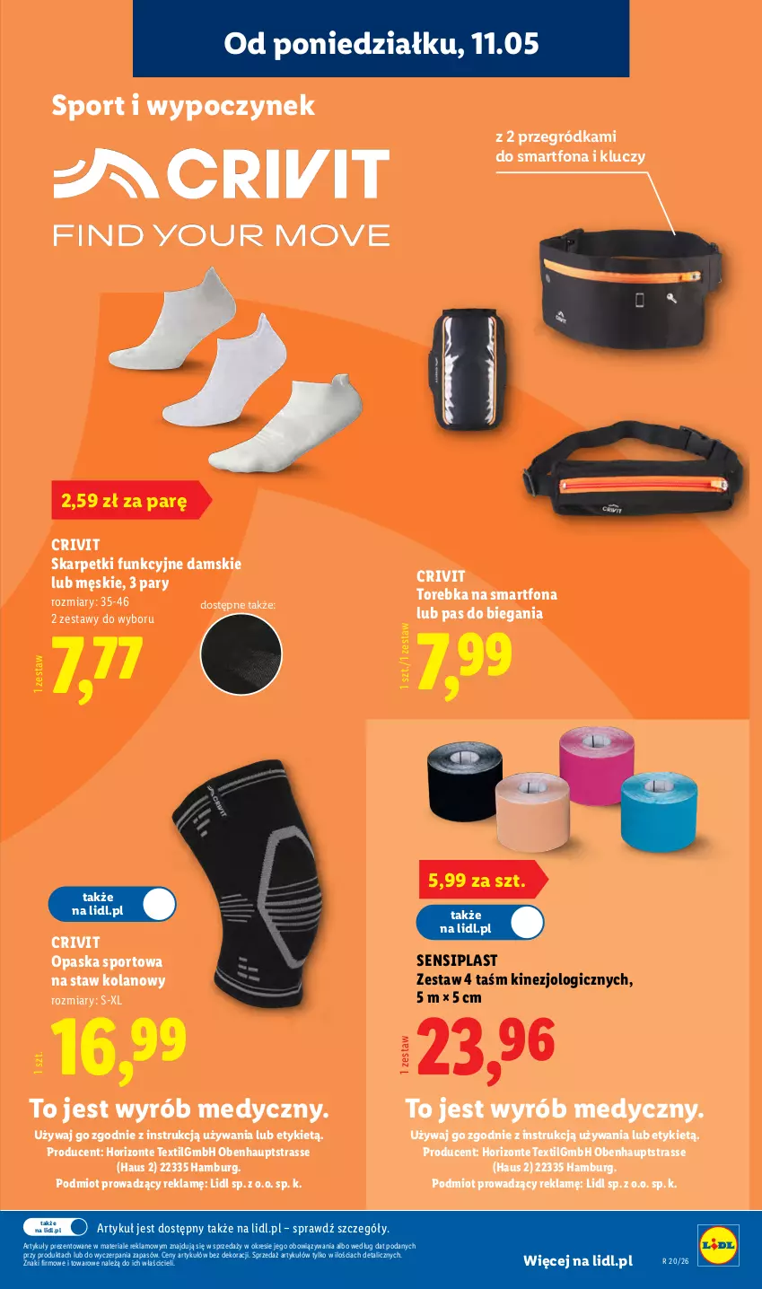 Gazetka promocyjna Lidl - Katalog ważny od 11.05 - ważna 11.05 do 16.05.2026 - strona 22 - produkty: Karp, LG, Opaska, Por, Skarpetki, Smartfon, Sport, Torebka