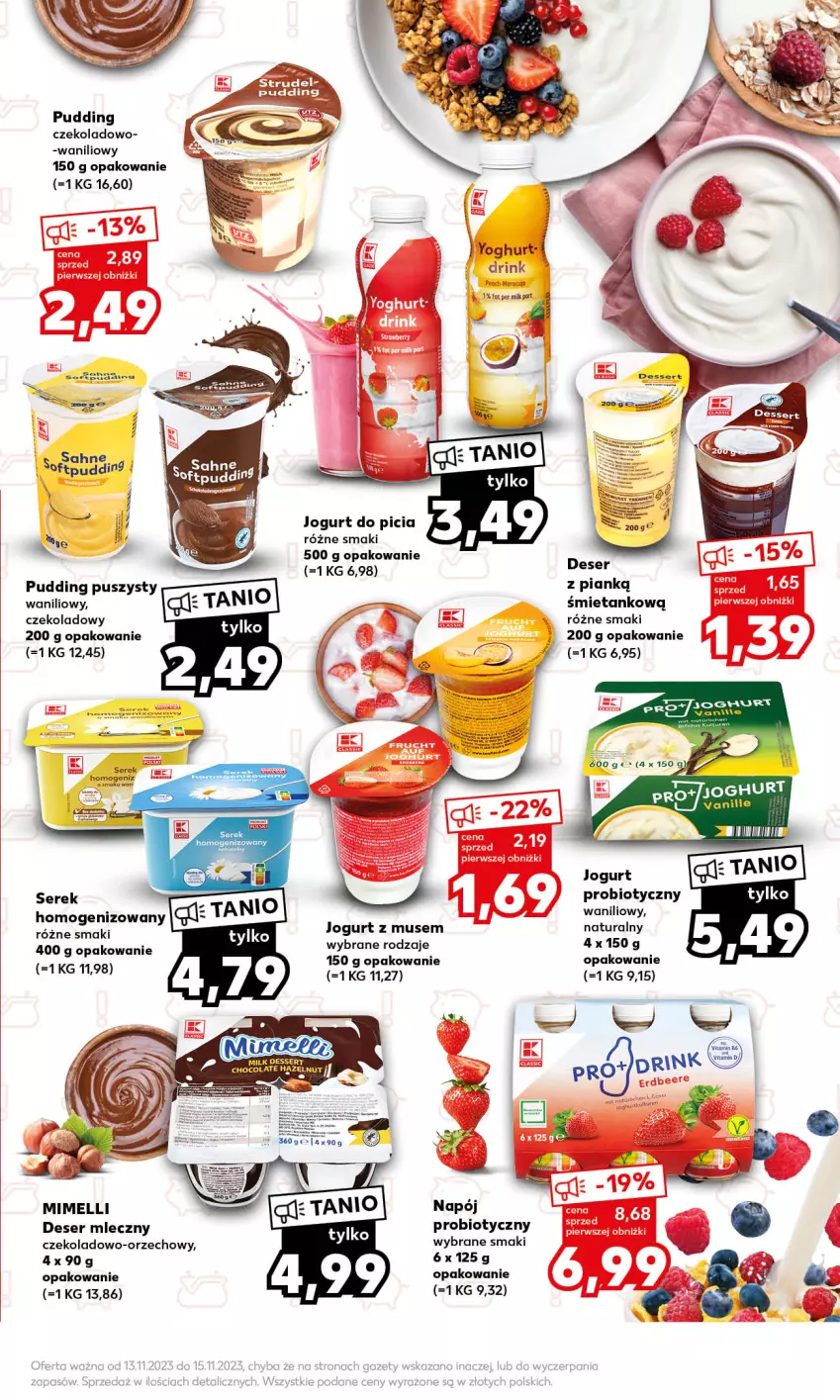 Gazetka promocyjna Kaufland - Mocny Start - ważna 13.11 do 15.11.2023 - strona 23 - produkty: Deser, Deser mleczny, Fa, Jogurt, Mus, Napój, Pudding, Ser, Serek